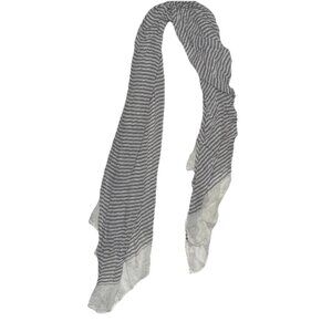 100% Viscose Women’s Scarf Insect Repellant Shield Grey White Striped Light